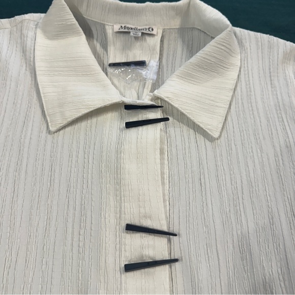 Magellan’s White Crinkle Chopstick Button up Dress Shirt Blouse NWOT XL - Picture 2 of 10